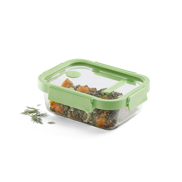 Recipiente hermético 100% de vidrio 1050 ml rectangular