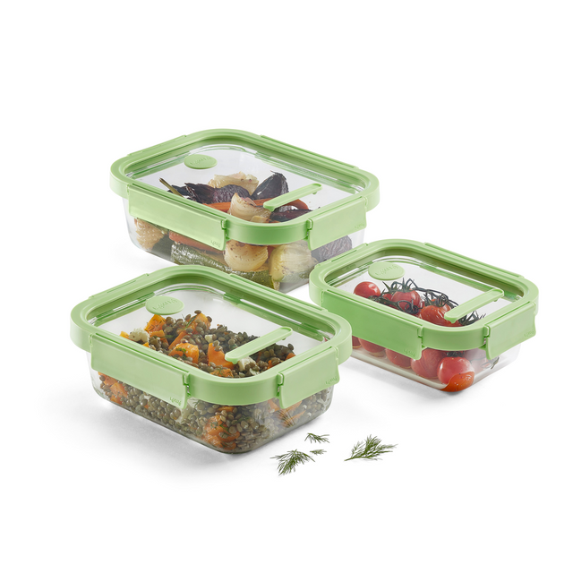 Recipiente hermético 100% de vidrio 640 ml rectangular