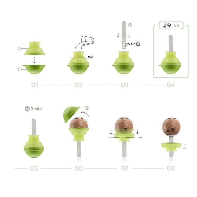 Molde para helados lollipop set de 4 unidades