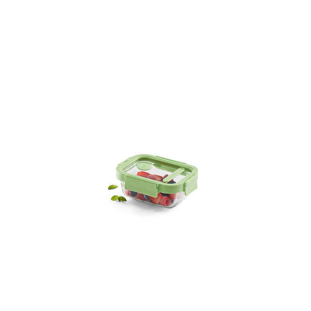 Recipiente hermético 100% de vidrio 370 ml rectangular