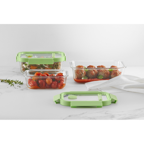 Recipiente hermético 100% de vidrio 1520 ml rectangular