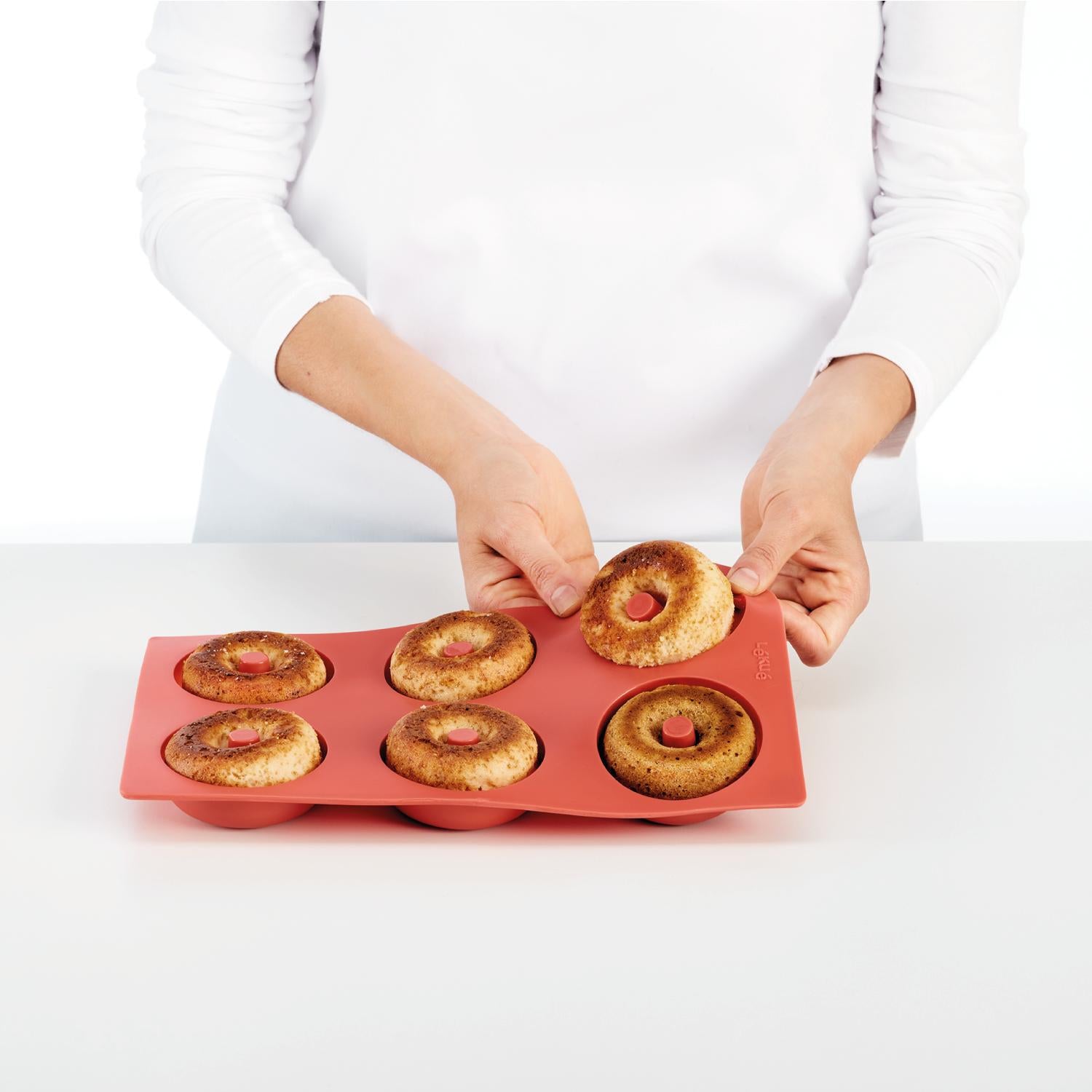 Molde donuts caseras 6 cavidades rojo