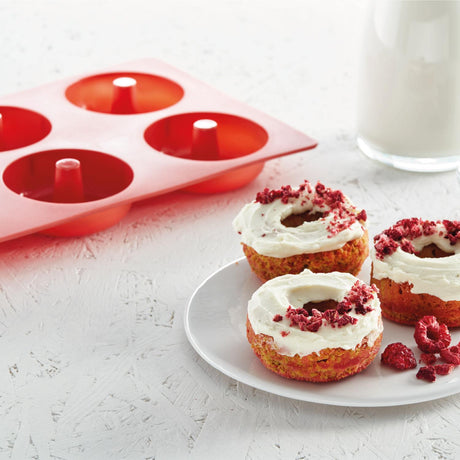 Molde donuts caseras 6 cavidades rojo