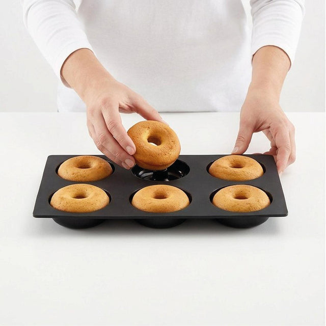 Molde donuts caseras 6 cavidades negro